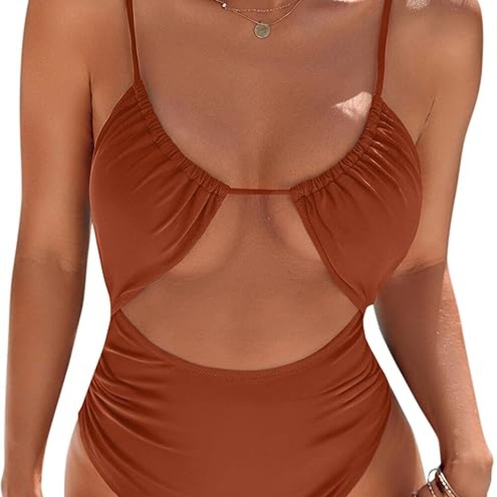 Blooming Jelly Womens One Piece Swimsuit Tummy Control - XL - Rusty